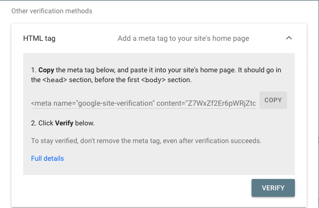 What is Google Search Console? And how to use it for SEO 3 Add HTML tag to website