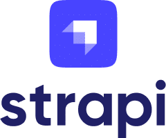 Logo of Strapi, featuring a white stylized letter 